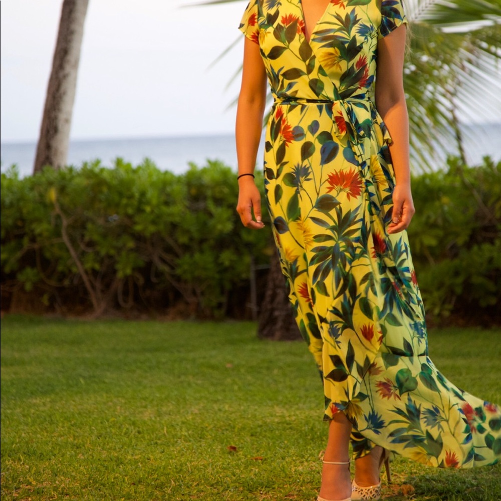 Taylor Green Floral Day Maxi Dress SZ 2 4